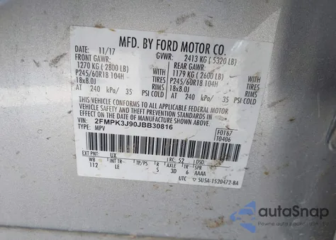 2018 Ford Edge Sel from USA, damaged, VIN 2FMPK3J90JBB30816